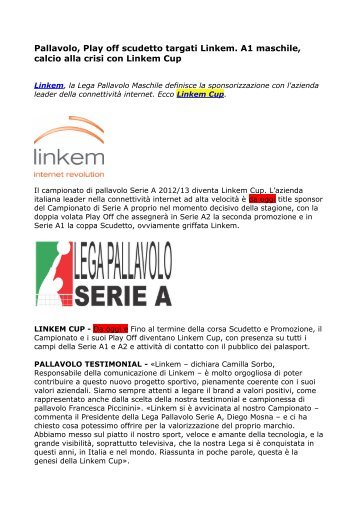 Linkem Cup: Pallavolo A1 maschile, calcio alla crisi