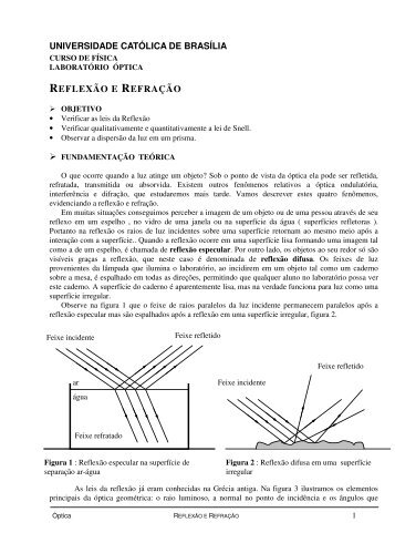 REFLEXÃO E REFRAÇÃO - Universidade Católica de Brasília