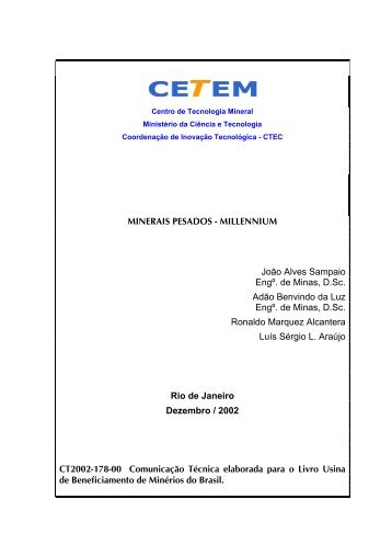 Minerais Pesados - CETEM - Centro de Tecnologia Mineral