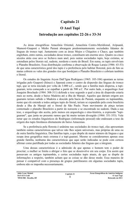 Capítulo 21 O Anel Tupi Introdução aos capítulos 22-26 e 33-34