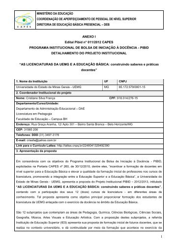 Projeto Institucional - PIBID UEMG - PDF