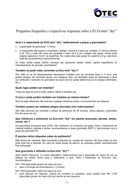 Perguntas frequentes e respectivas respostas sobre a ECO ... - OTEC