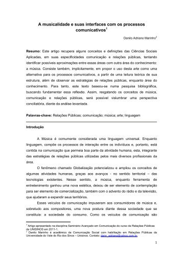 A musicalidade e suas interfaces com os processos comunicativos
