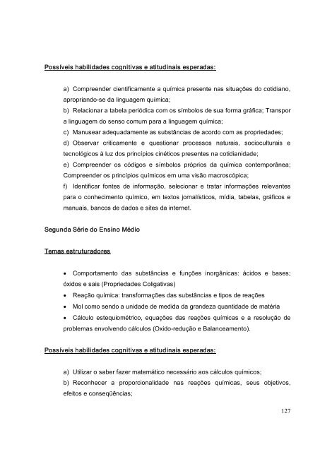 Proposta Curricular do Ensino Médio