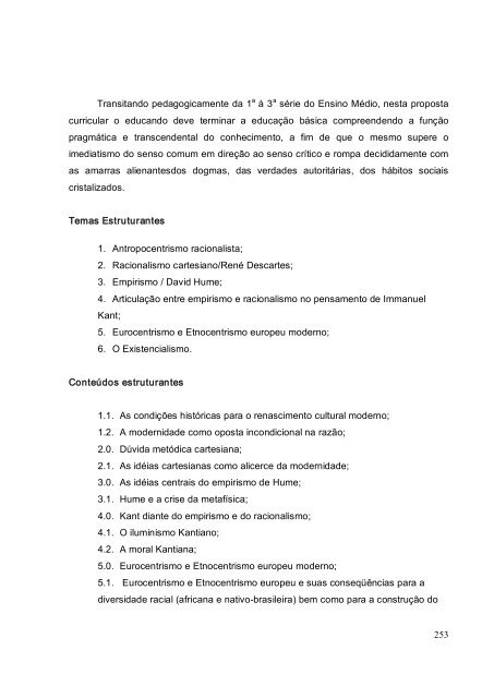 Proposta Curricular do Ensino Médio