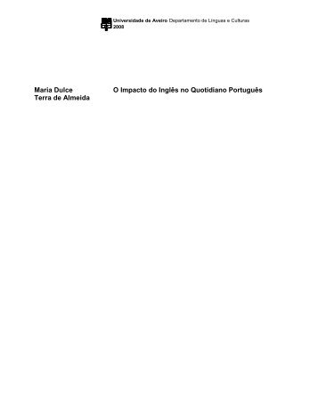 Maria Dulce Terra de Almeida O Impacto do Inglês no Quotidiano ...
