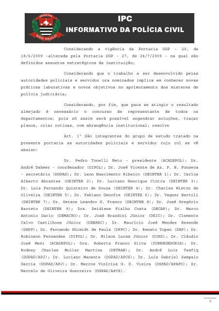 ANO I – Nº 6 – Agosto/2010 I – Mensagem do ... - Polícia Civil