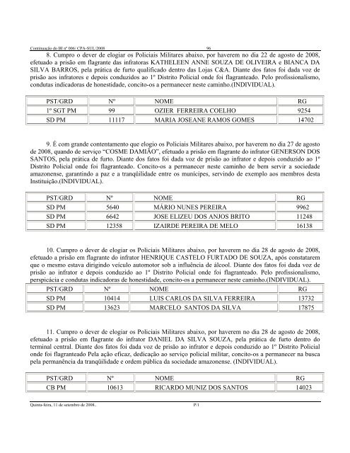 A. DE OFICIAIS: - SEM ALTERAÇÃO Em 11 Ago 08 - Polícia Militar ...