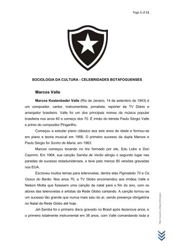 Celebridades Botafoguenses - Marcos Valle & Paulo Sérgio ... - Unifap