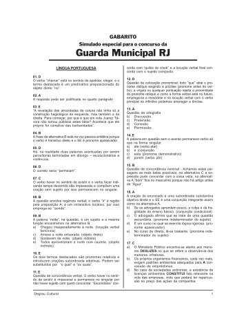 Simulado_Guarda Municipal RJ_Gabarito.pmd - Degrau Cultural