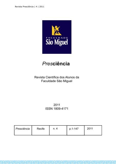 Revista Presciência nº 04 - Faculdade São Miguel