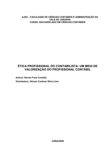 ética profissional do contabilista: um meio de valorização - AJES