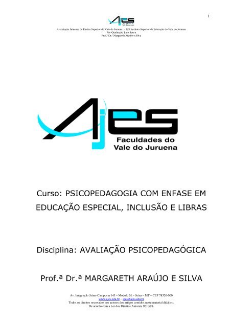 PSICOPEDAGOGIA COM ENFASE EM EDUCAÇÃO ESPECIAL ...