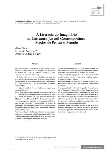 A Literacia do Imaginário na Literatura Juvenil Contemporânea ...