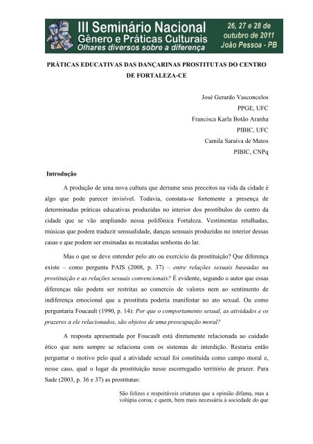 práticas educativas das dançarinas prostitutas do ... - Itaporanga.net