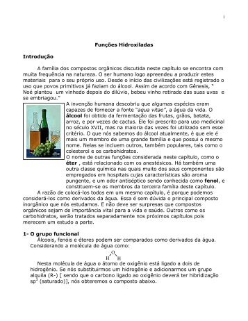 Funções Hidroxiladas Introdução A família dos compostos ...