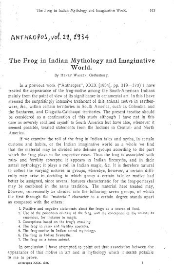 The Frog in Indian l\iythology and Imaginative World.