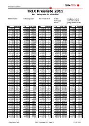 TRIX Preisliste 2011 - Zuba-Tech
