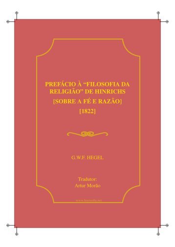 PREFÁCIO À “FILOSOFIA DA RELIGIÃO” DE HINRICHS ... - LusoSofia