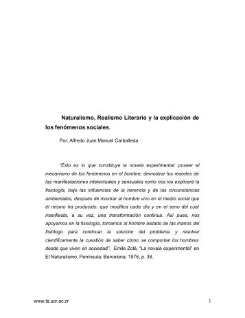 Naturalismo, Realismo Literario y la explicación de los fenómenos ...
