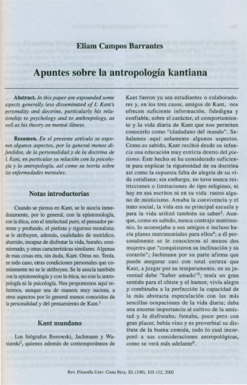 Apuntes sobre la antropología kantiana - Instituto de Investigaciones ...