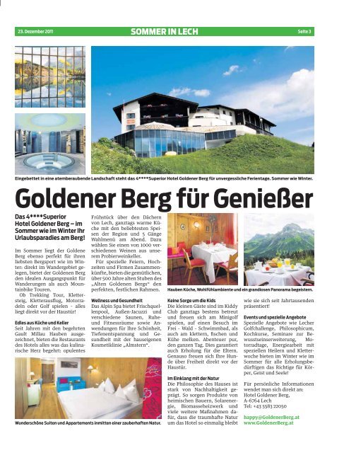 Arlberg-Zeitung: Vorschau Sommer