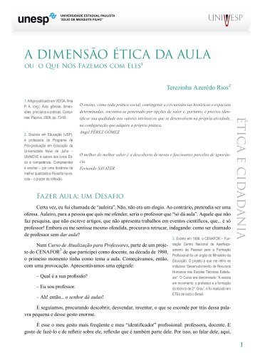 a diMenSÃO Ética da aULa - Acervo Digital da Unesp