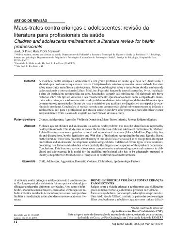 Maus-tratos contra crianças e adolescentes: revisão da ... - Famerp