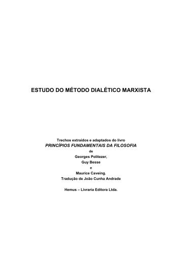 Politzer – ESTUDO DO MÉTODO DIALÉTICO MARXISTA