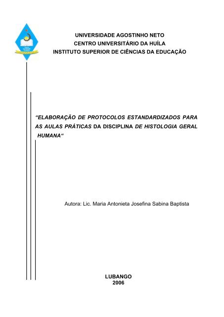 UNIVERSIDADE AGOSTINHO NETO CENTRO ... - Monografias.com