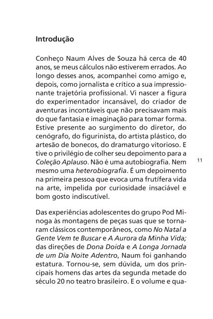 Naum Alves de Souza - Coleção Aplauso - Imprensa Oficial