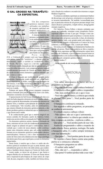 Ano 2 Ed 019 Nov 2001 - Colégio de Umbanda Sagrada Pena Branca