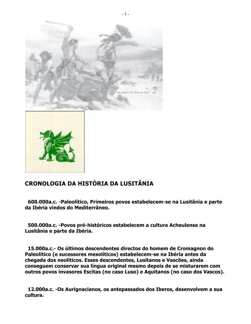 CRONOLOGIA DA HISTÓRIA DA LUSITÂNIA