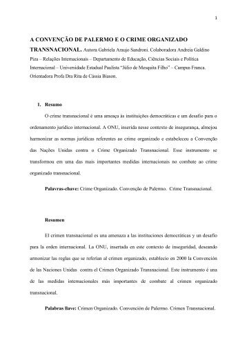 A Convenção de Palermo e o Crime Organizado Transnacional