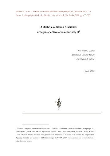 O Diabo eo dilema brasileiro - João de Pina-Cabral