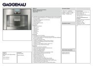 Gaggenau CM250110 MACHINE A CAFE ... - Guerre des Prix