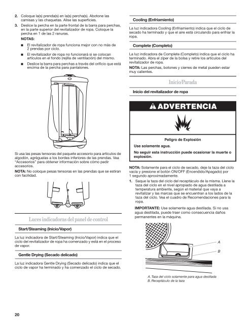 fabric freshener revitalizador de ropa défroisseur à ... - Whirlpool