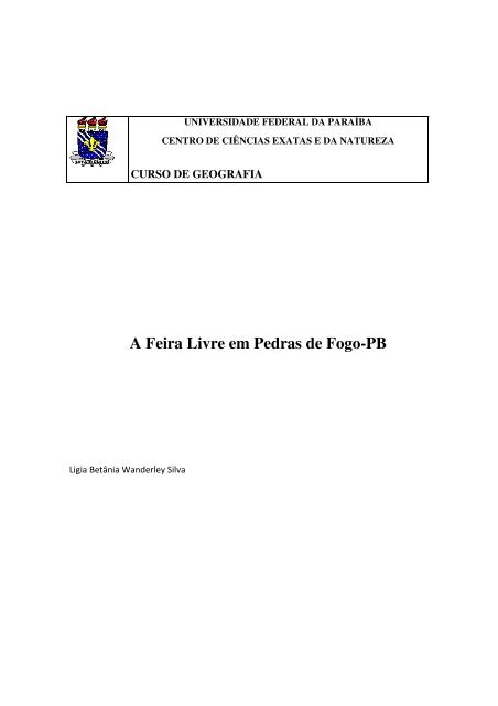 A Feira Livre em Pedras de Fogo-PB - Universidade Federal da ...