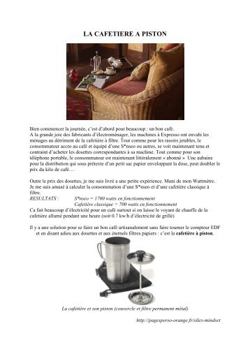 LA CAFETIERE A PISTON - Silex-Mindset