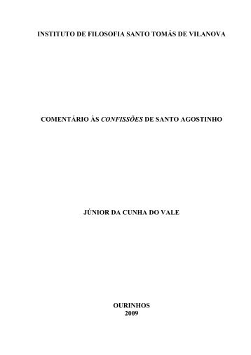 Comentário às Confissões de - Ordem dos Agostinianos Descalços