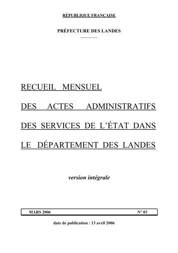 raa mensuel mars 2006 - Services de l'Etat dans les LANDES