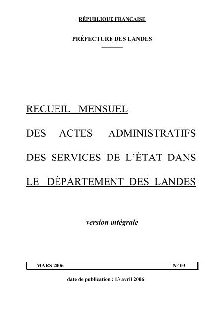 raa mensuel mars 2006 - Services de l'Etat dans les LANDES