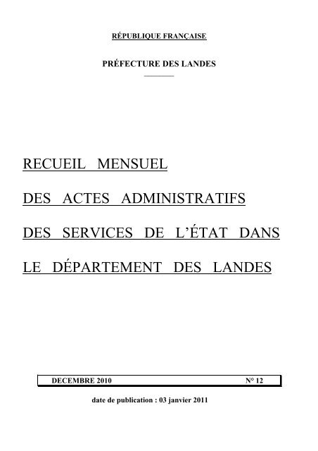 raa mensuel décembre 2010 - Services de l'Etat dans les LANDES