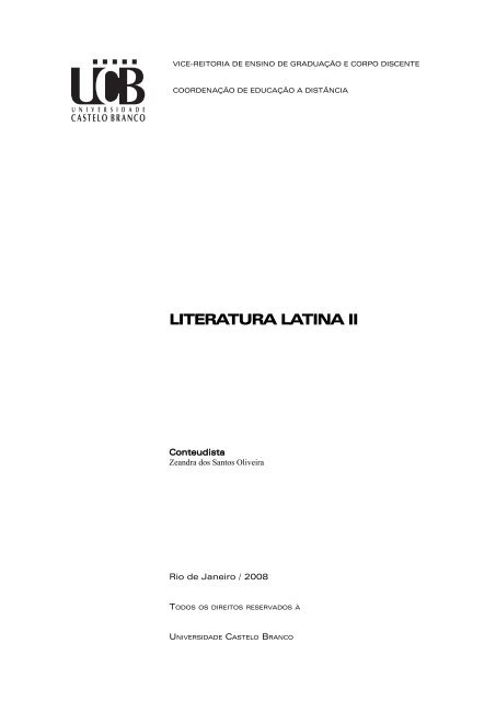 LITERATURA LATINA II - Universidade Castelo Branco