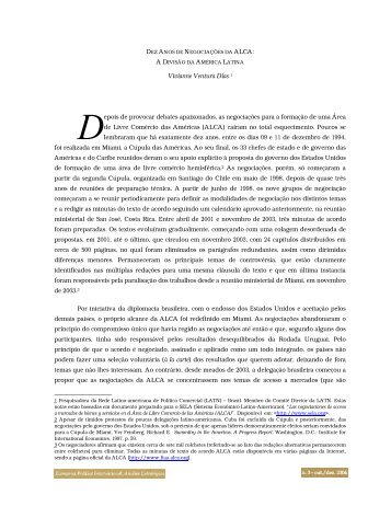 Dez Anos de Negociações da ALCA: A Divisão da América Latina