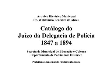 Catálogo do Juízo da Delegacia de Polícia - Pindamonhangaba
