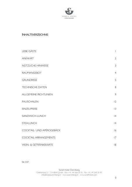LIEBE GÄSTE 1 ANFAHRT 2 NÜTZLICHE ... - Hotel Zürichberg