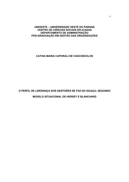 o perfil de liderança dos gestores de foz do iguaçu ... - Unioeste