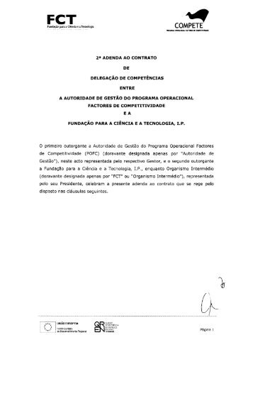 2ª Adenda Contrato Delegação FCT - Compete