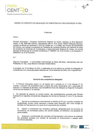 ADENDA AO CONTRATO DE DELEGAÇÃO DE ... - Mais Centro